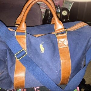 Polo by Ralph Lauren Blue and Tan Duffel Bag